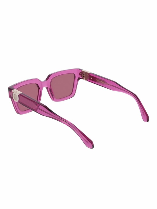 New Salvatore Ferragamo SF2066S 665 Transparent Fuchsia Square Sunglasses main image 8